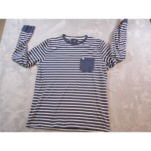 Abercrombie & Fitch Shirt Mens Large Blue White Striped Long Sleeve Pocket Logo